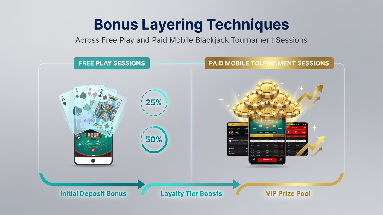 Darstellung von Free-Play- und Bezahl-Elementen in mobilen Blackjack-Apps mit Turnierintegration