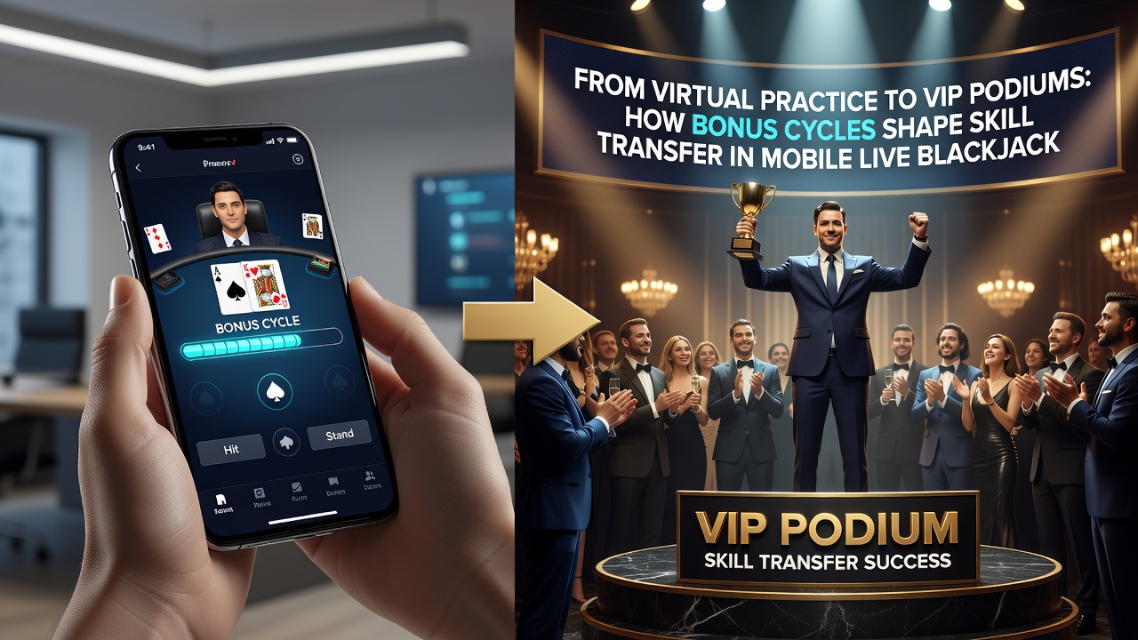 VIP-Blackjack-Turnier mit Live-Dealer und mobilen Geräten im Hintergrund
